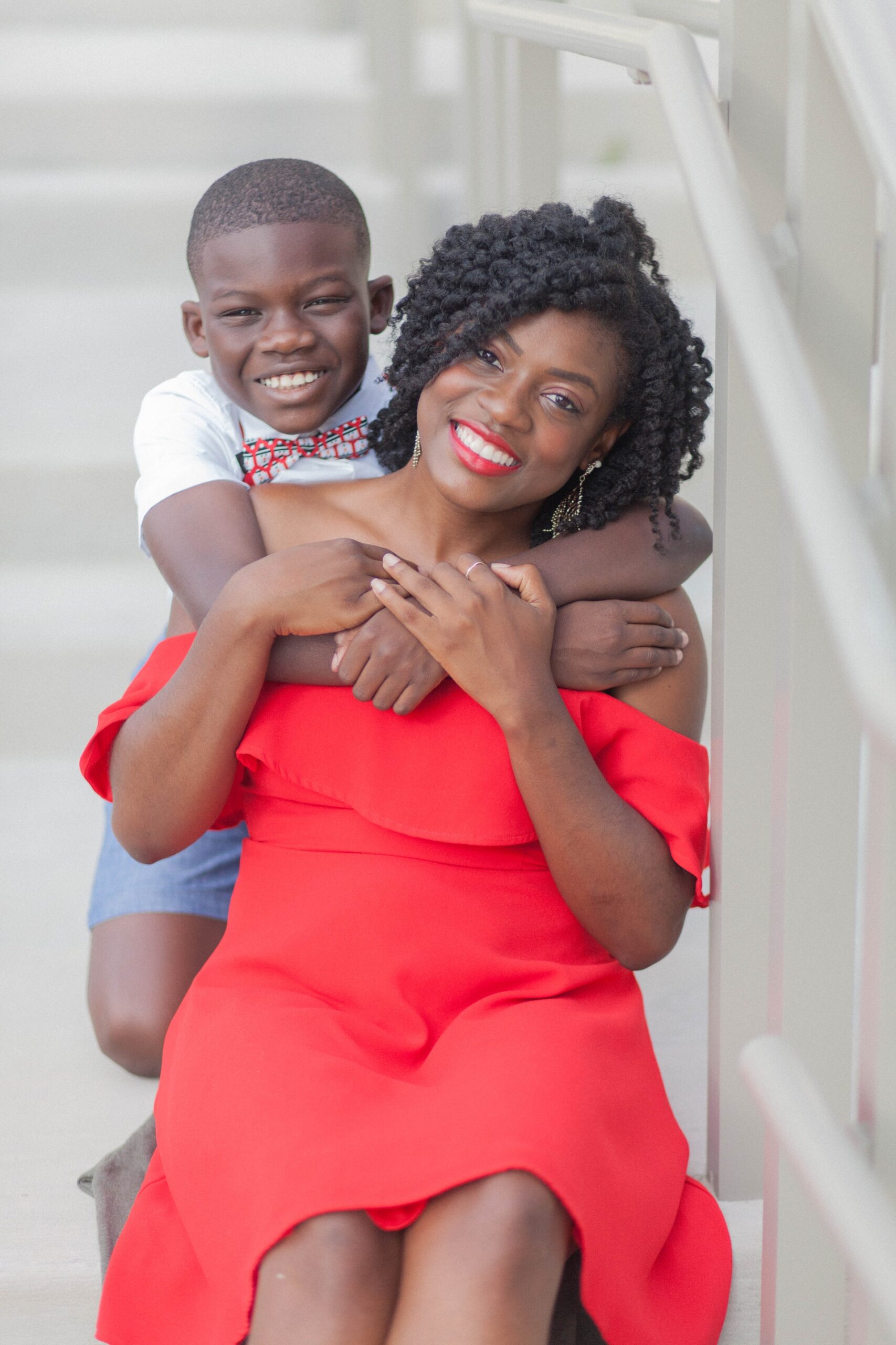 pexels-nappy-935951 red dress Mom and Son